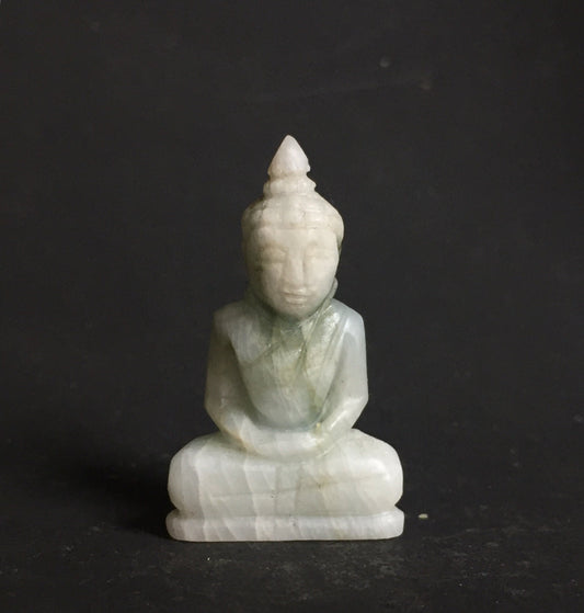 Green & White Jade Buddha Figurine