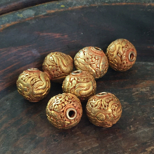 One Hand Carved Tibetan Dragon Bead