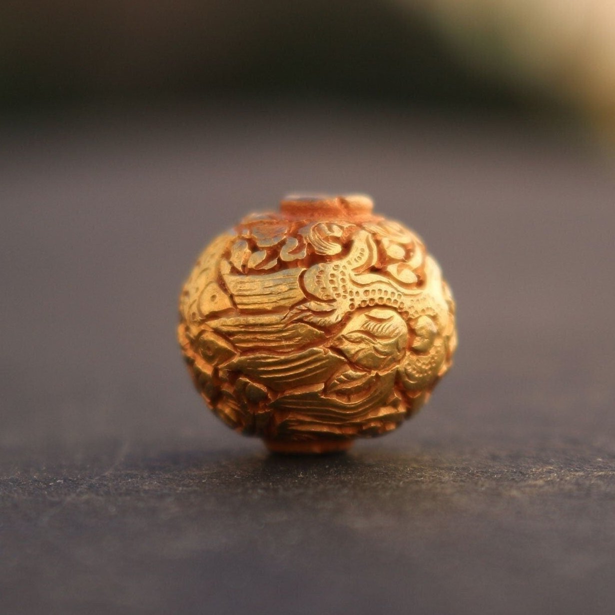 One Hand Carved Tibetan Dragon Bead