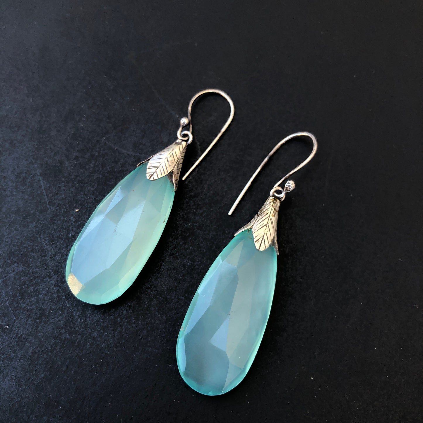 Blue Chalcedony Dangle Earrings