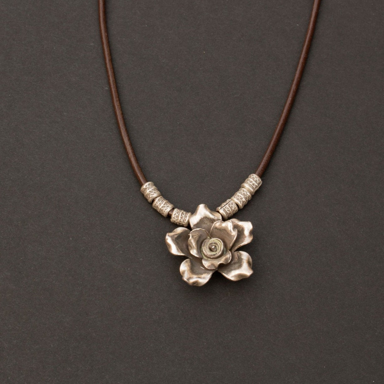 Sterling flower bud necklace