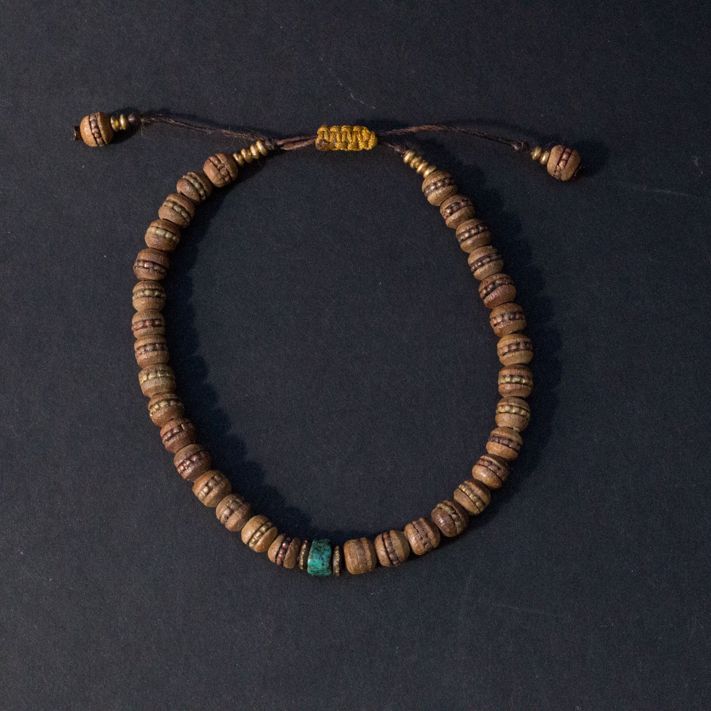 Turquoise malla wood bracelet