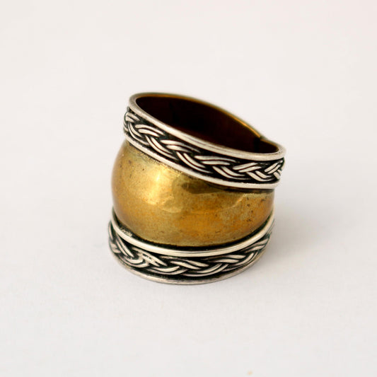 Silver brass combination ring