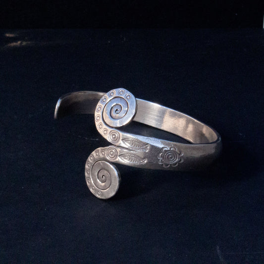 Stamped silver bracelet