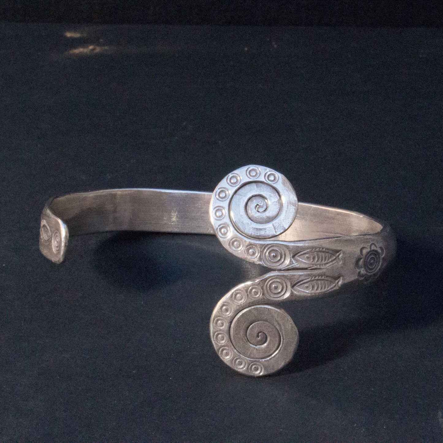 Stamped silver bracelet