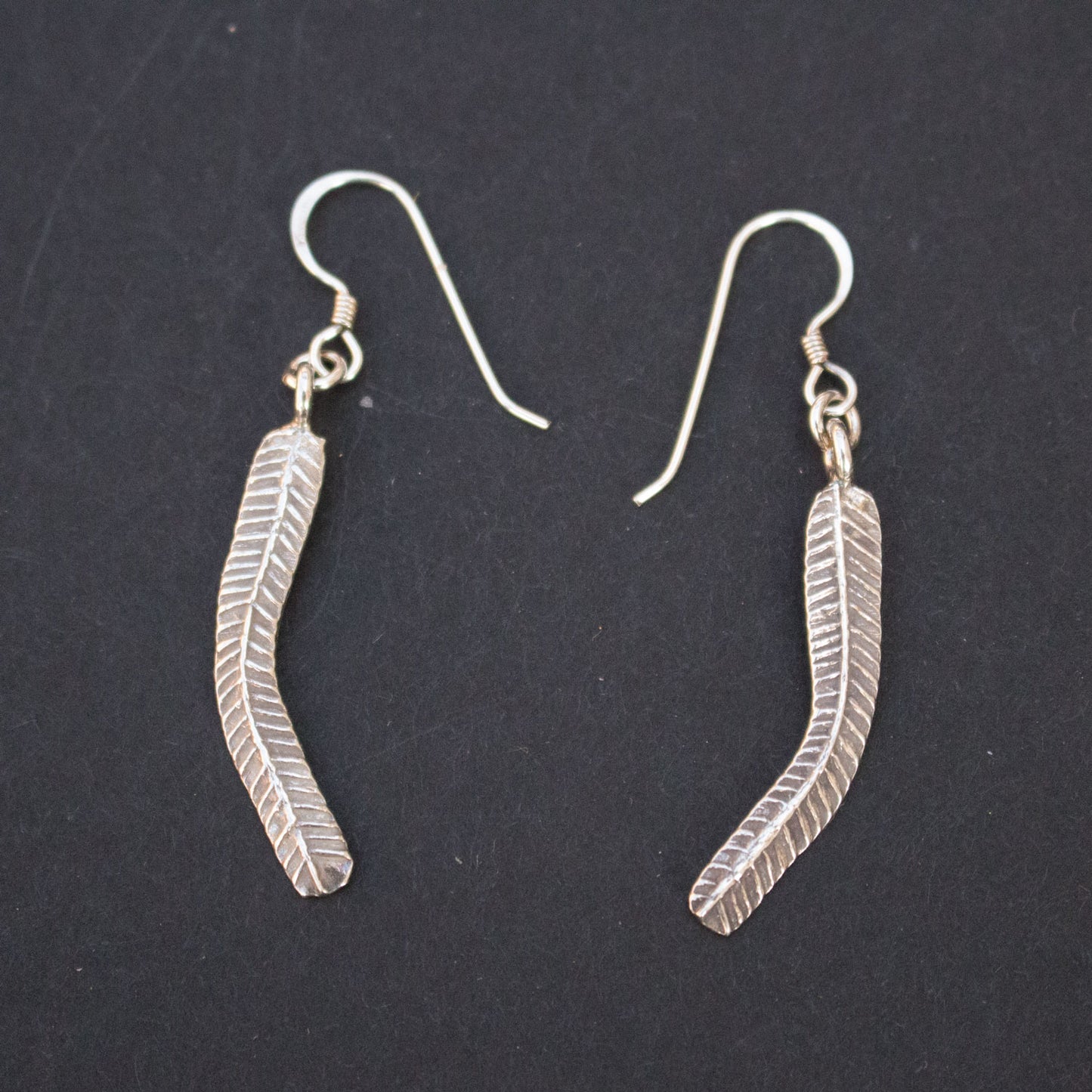 Sterling silver feather earrings