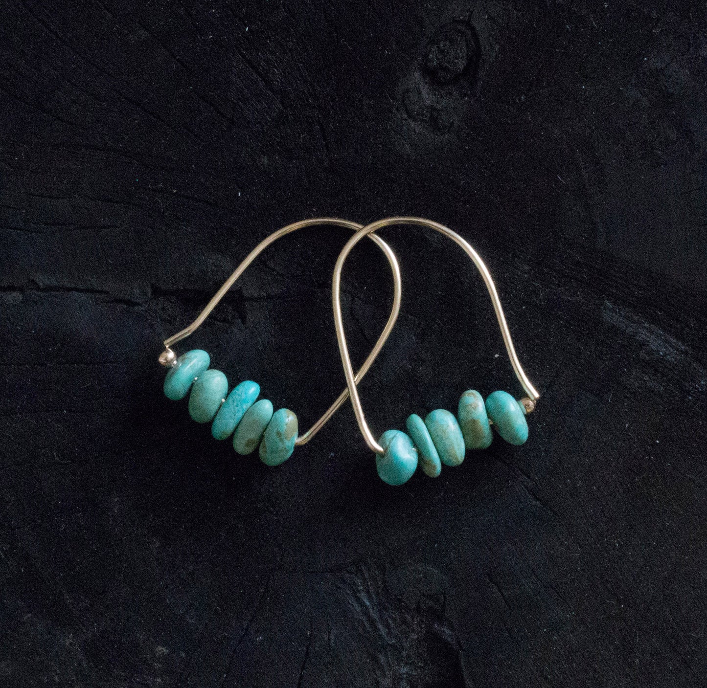 Gold Filled Natural Turquoise Hoops